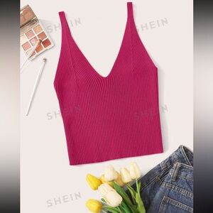 Pink Ribbed Tank Top